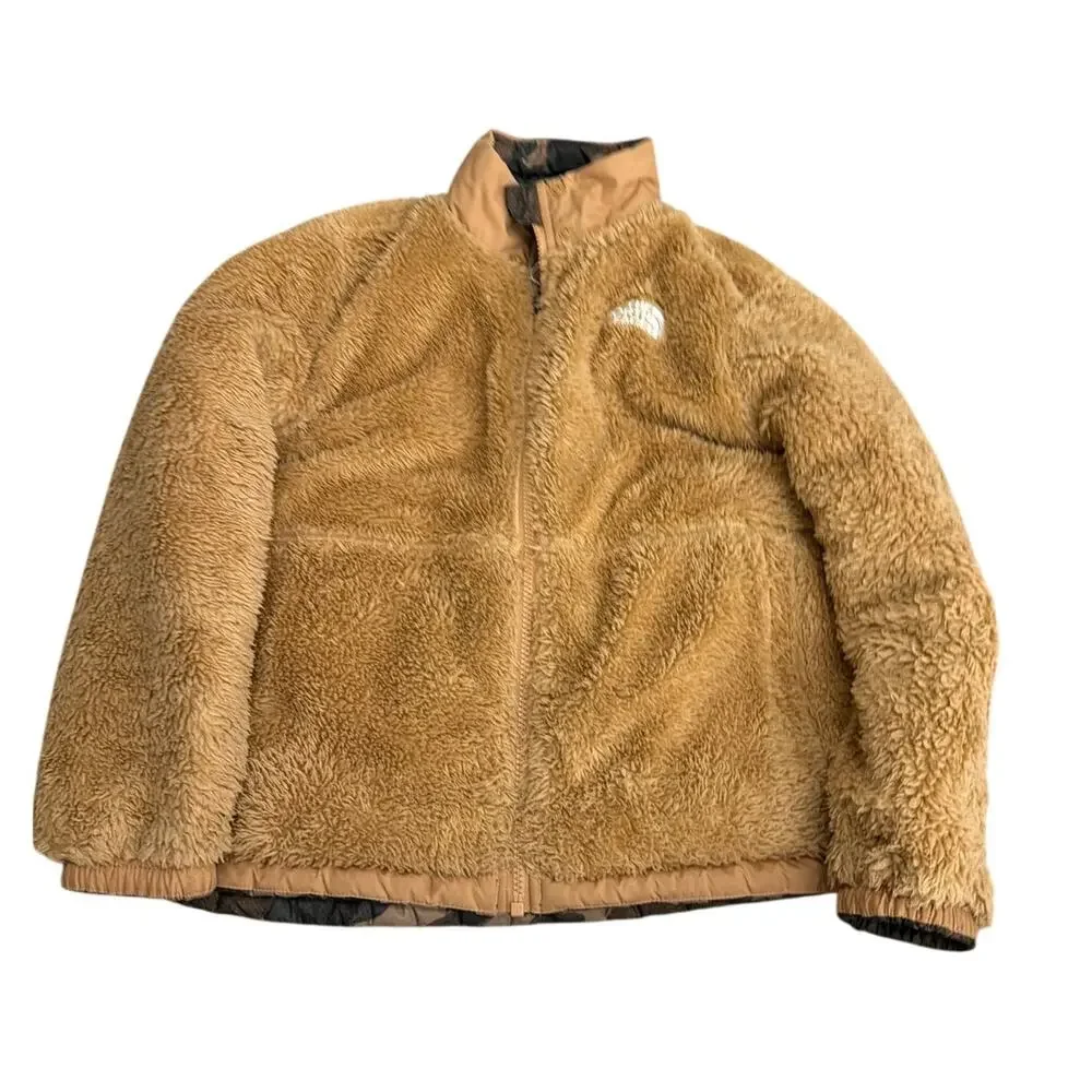 The North Face reversible youth puffer jacket Tan Camo Boys Size Large 12